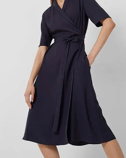 ALEENA SINNI LYOCELL WRAP DRS UTILITY BLUE