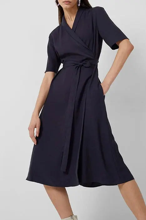ALEENA SINNI LYOCELL WRAP DRS UTILITY BLUE