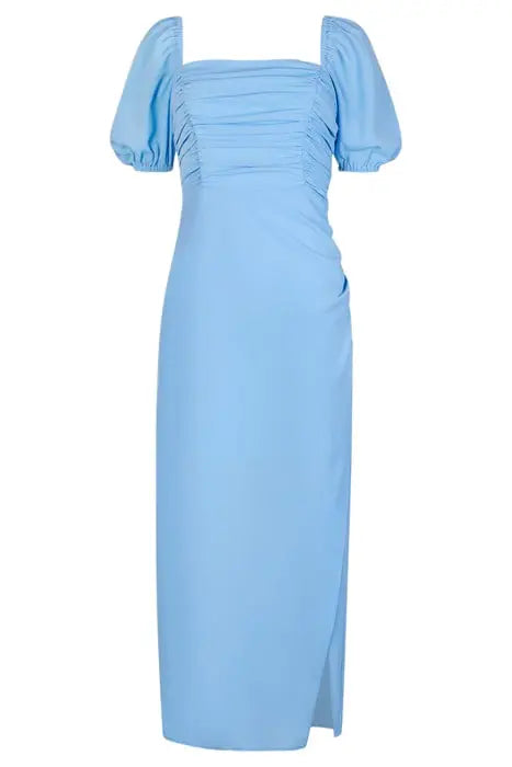 AFINA VERONA RUCHED MIDI DRESS BLUE