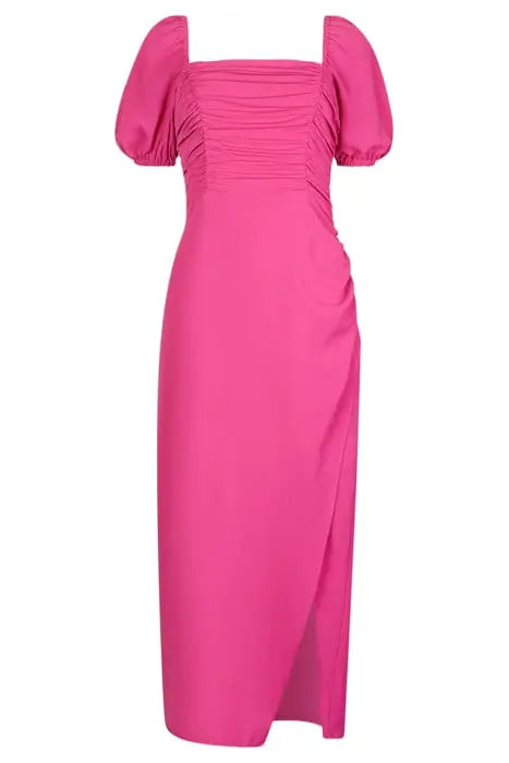AFINA VERONA RUCHED MIDI DRESS