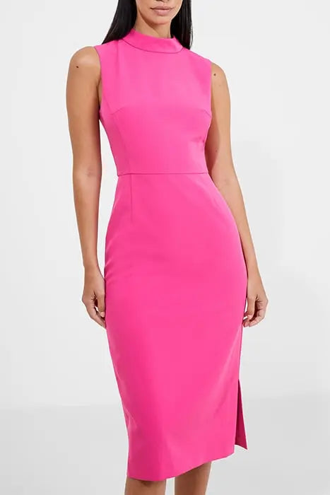 ECHO CREPE MOCK NECK DRESS PURPLE