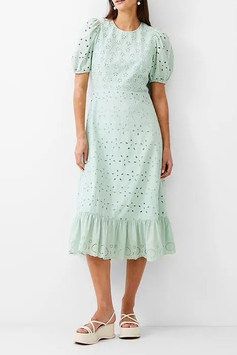 BRODERIE TIERED DRESS L MINT