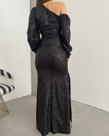 OFF SHOULDER SEQUIN DRESS