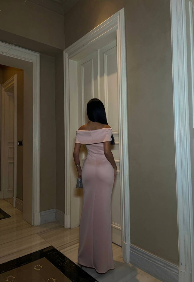EMBELLISHED SIDE BOW DETAILED SCUBA MAXI DRESS
