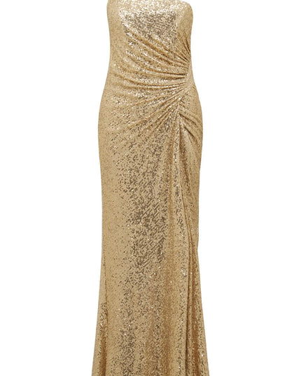 CAROLYN PAILLETTEN ASYMMETRISCHES KLEID SANFTES GOLD