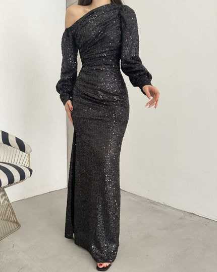 OFF SHOULDER SEQUIN DRESS
