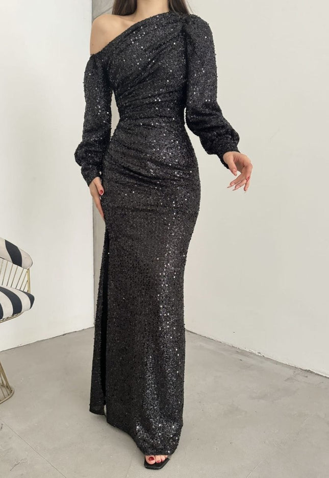 OFF SHOULDER SEQUIN DRESS