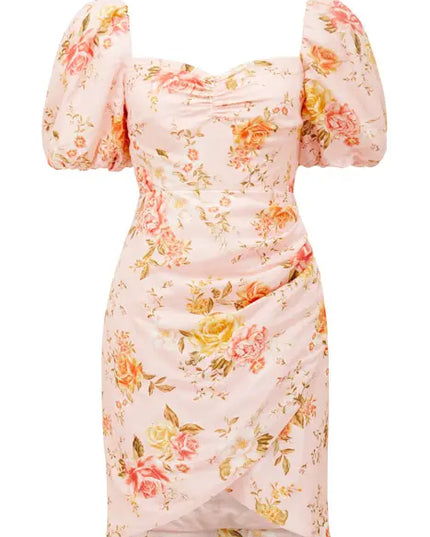 VESTIDO MINI FLORA SWEETHEART ROSA TÉ FIELD