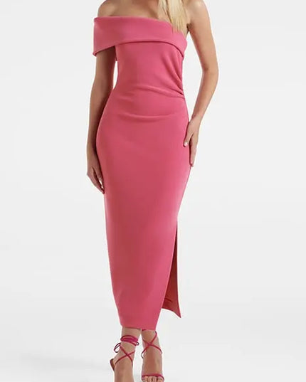 ANNA ONE SHOULDER BODYCON DRESS RASPBERRY JELLY