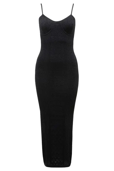 CHARLIE CORSET KNIT DRESS BLACK