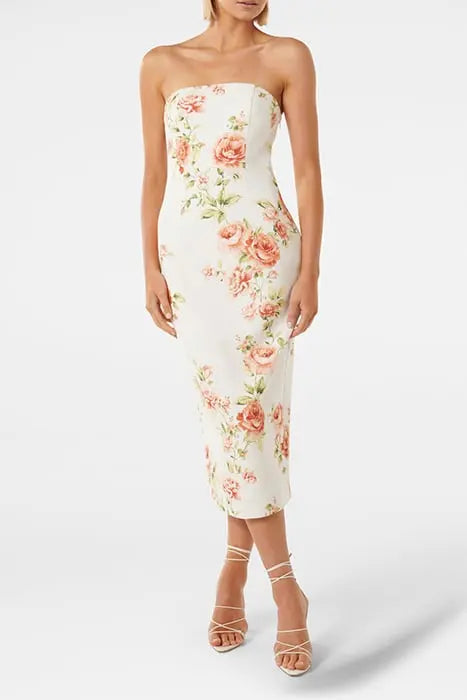 TIANA STRAPLESS MIDI EASTON FLORAL