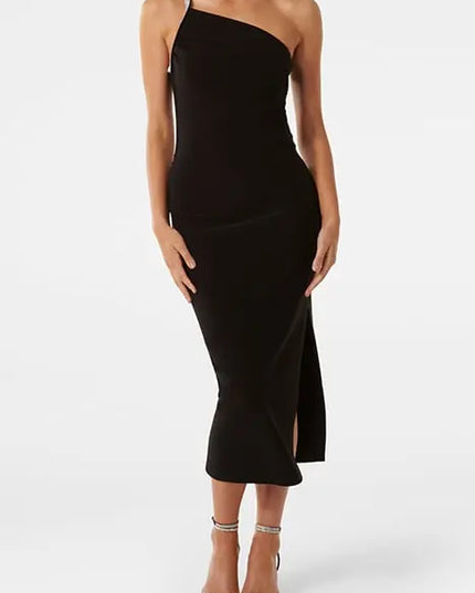 JADA Embellished Trim Midi Dress Black
