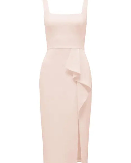 EMILY SQUARE NECK MIDI DRESS PINK OYSTER