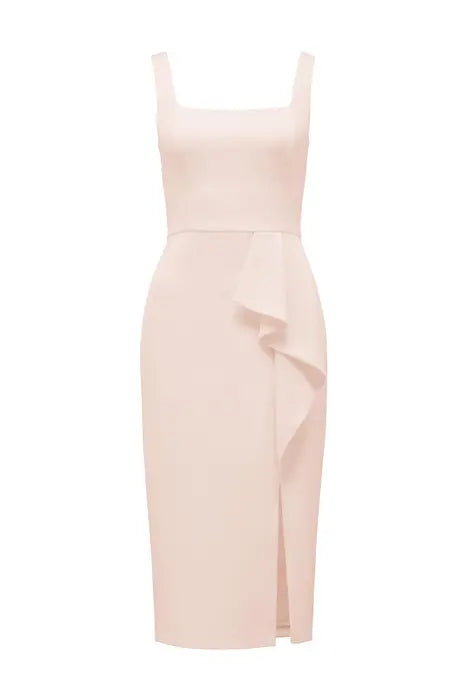EMILY SQUARE NECK MIDI DRESS PINK OYSTER