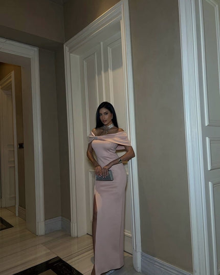 EMBELLISHED SIDE BOW DETAILED SCUBA MAXI DRESS