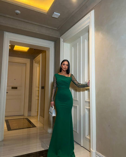 MAXI DRESS WITH EMBELLISHED SLEEVES