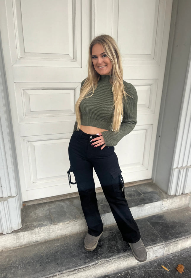 Wide Leg Jeans Black Cargo
