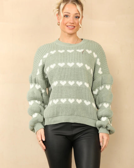 Sweater Met Hart Mint
