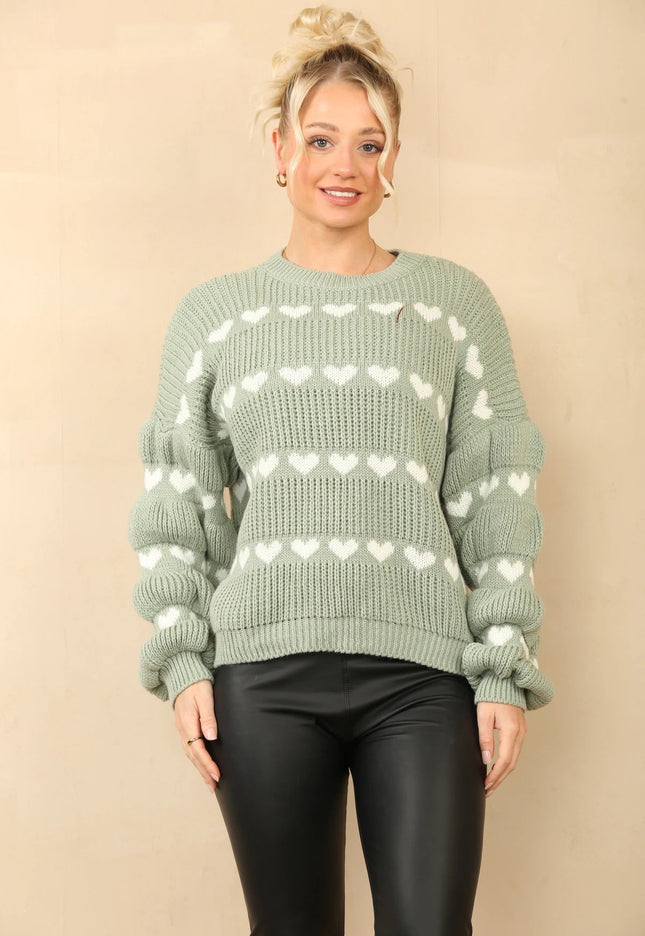 Sweater Met Hart Mint