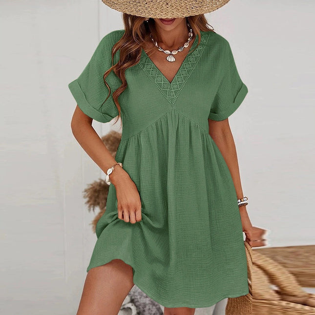 Gauze V Neck Jurk