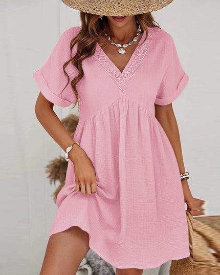Gauze V Neck Jurk