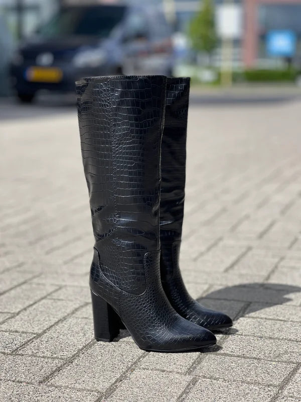 Croco laarzen zwart