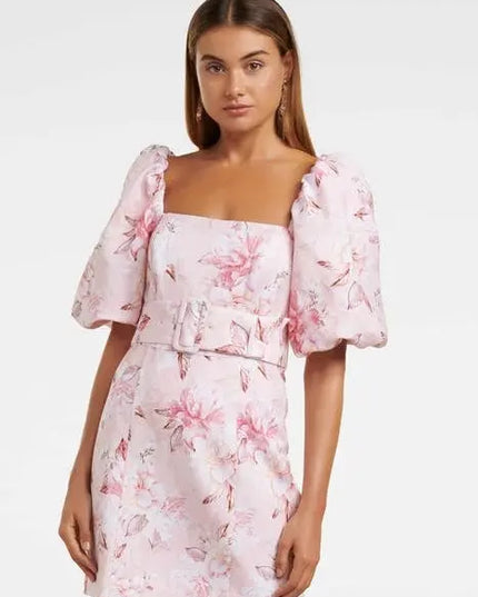 Vestido mini Ashley con mangas abullonadas rosa claro Sienna