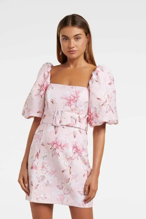 ASHLEY PUFF SLEEVE MINI DRESS LIGHT PINK SIENNA
