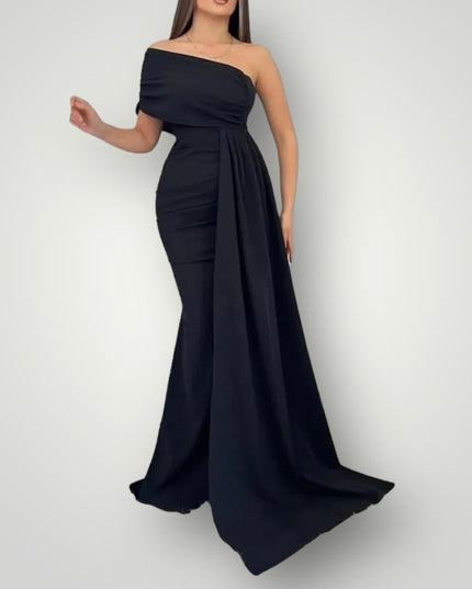 One shoulder maxi jurk