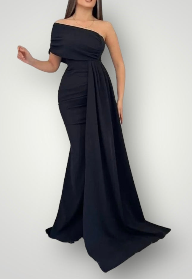 One shoulder maxi jurk