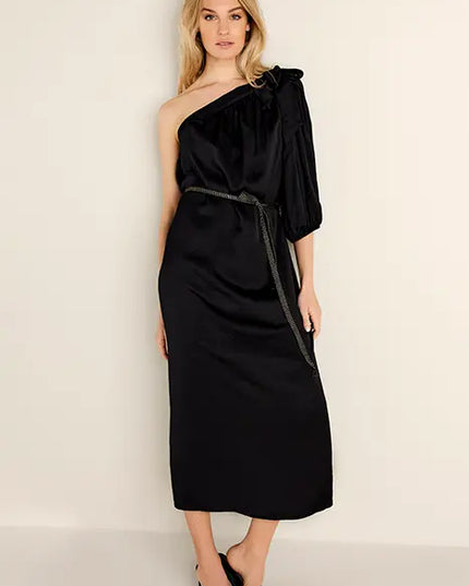 QUINTY: VESTIDO TOQUE SEDOSO NEGRO