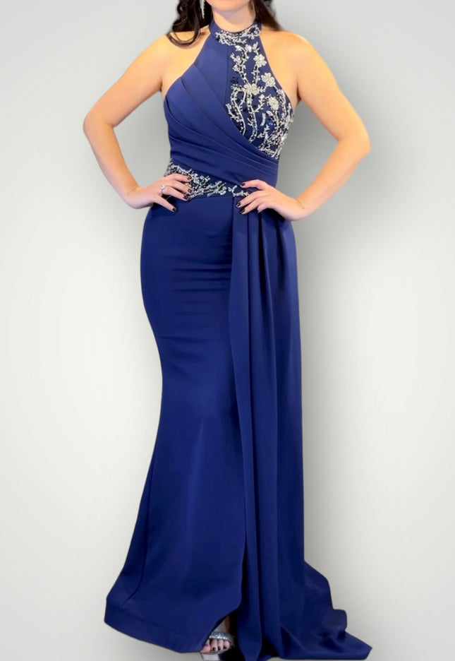 Maxi halterjurk met details