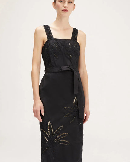 Embroidered Sheath Dress Black