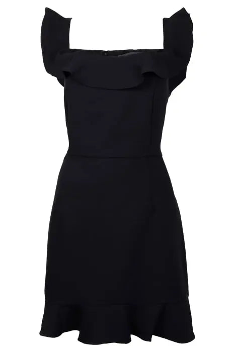 FRILL BARDOT TLRD DRESS SHORT BLACK