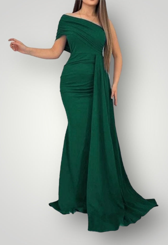 One shoulder maxi jurk