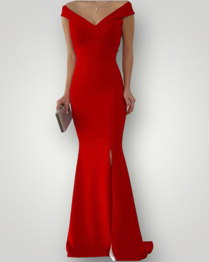 V-hals maxi jurk met split
