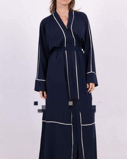 ZIPPED ABAYA WITH STRIPES